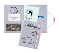 Custodia per libretto sanitario in feltro,con Elastico,per riporre carte di assicurazione, immagini ultrasoniche, passaporto vaccinale ecc,Regalo per le future mamme (Grigio Chiaro)