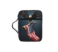 Custodia per libri 3D con aquila calva che vola con bandiera americana, custodia per libro da trasporto con manico resistente, borsa protettiva per la chiesa della Bibbia, per uomini e donne