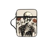 Custodia per libri con scheletro e rosa, per donne e uomini, fantasmi e teschio, custodia protettiva per libri e bibbia, con manico e tasca con cerniera