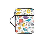 Custodia per libri con stampa bianca con piume colorate disegnate a mano, custodia per libri con manico resistente, borsa protettiva per chiesa della Bibbia, per uomini e donne