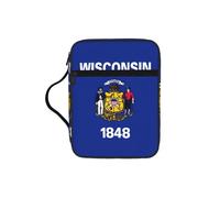 Custodia per libri con stampa della bandiera dello stato del Wisconsin, custodia per libri con manico resistente, borsa protettiva per chiesa della Bibbia, per uomini e donne