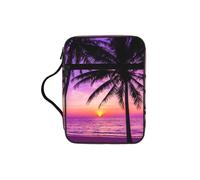 Custodia per libri con stampa della sagoma di palme al tramonto, custodia per libri con manico resistente, borsa protettiva per chiesa della Bibbia, per uomini e donne