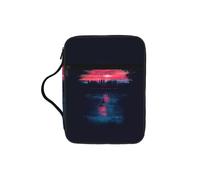 Custodia per libri con stampa di alberi e lago spaziale, per donne e ragazze, con manico, adatta per bibbia di dimensioni standard