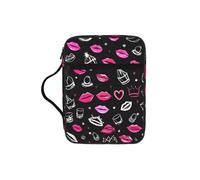 Custodia per libri con stampa di corone e labbra, per donne e ragazze, con manico, adatta per bibbia di dimensioni standard