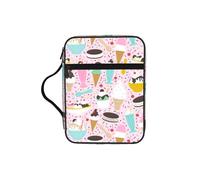 Custodia per libri con stampa di gelato dolce e bibbia, per donne e ragazze, con manico, adatta per bibbia di dimensioni standard