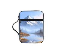 Custodia per libri con stampa di montagne lago e neve, per donne e ragazze, con manico, adatta per Bibbia di dimensioni standard