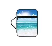 Custodia per libri con stampa di paesaggio marino tropicale blu, custodia per libri con manico resistente, borsa protettiva per chiesa per uomini e donne