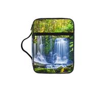 Custodia per libri con stampa di piante tropicali verdi e cascate, per donne e ragazze, con manico, adatta per Bibbia di dimensioni standard