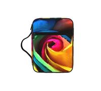 Custodia per libri con stampa di rose arcobaleno, per donne e ragazze, con manico, adatta per Bibbia di dimensioni standard