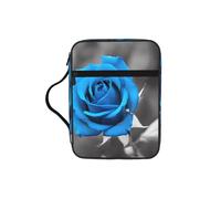 Custodia per libri con stampa di rose blu, per donne e ragazze, con manico, adatta per Bibbia di dimensioni standard