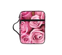 Custodia per libri con stampa di rose, per donne e ragazze, con manico, adatta per bibbia di dimensioni standard