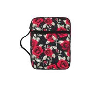 Custodia per libri con stampa di rose rosse, per donne e ragazze, con manico, adatta per bibbia di dimensioni standard