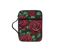 Custodia per libri con stampa di rose rosse, per donne e ragazze, con manico, adatta per Bibbia di dimensioni standard