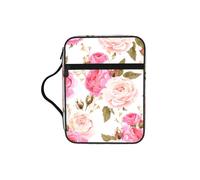 Custodia per libri con stampa floreale rosa rosa per libri con manico resistente, borsa protettiva per la chiesa della Bibbia, per uomini e donne