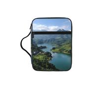 Custodia per libri con stampa lago, per donne e ragazze, con manico, adatta per bibbia di dimensioni standard