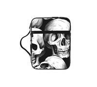Custodia per libri e bibbia con scheletro di Halloween, per donne e uomini, con teschio e fantasmi, custodia protettiva per chiesa, con manico e tasca con cerniera