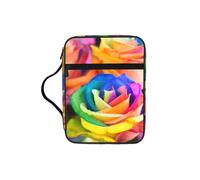 Custodia per libri e bibbia con stampa di rose colorate, per donne e ragazze, con manico, adatta per Bibbia di dimensioni standard