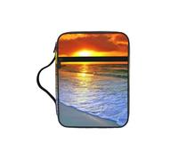 Custodia per libri e bibbia con stampa di spiaggia con tramonto per donne e ragazze, con manico, adatta per bibbia di dimensioni standard