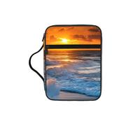 Custodia per libri e bibbia con stampa di spiaggia con tramonto per donne e ragazze, con manico, adatta per bibbia di dimensioni standard