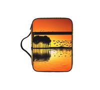 Custodia per libro con stampa di chitarra lago e scritta "Reflection", per donne e ragazze, con manico, adatta per bibbia di dimensioni standard
