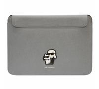 Custodia per MacBook da 14" in pelle Saffiano color argento di Karl Lagerfeld