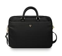 Custodia per MacBook da 16" in nylon nero con logo triangolare Guess.