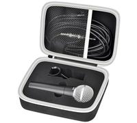 Custodia per microfono compatibile con Shure SM58/SM57/PGA48/SM58S/BETA 58A/PGA58, microfoni vocali dinamici cardioidi, microfono palmare per karaoke, adattatore e cavo A25D, solo scatola, nero