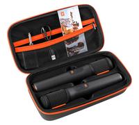 Custodia per microfono wireless JBL Wireless a due microfoni portatile, borsa da viaggio per canto o karaoke per ricevitori, adattatori, batterie AA, nero (solo scatola-arancione)