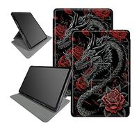Custodia per Microsoft Surface Pro X (2021/2020/2019) con design con rose rosse drago per tablet da 13", rotazione a 360 gradi, custodia per Microsoft Surface Pro X con accensione e spegnimento