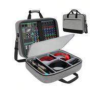 Custodia per mixer audio da 15,5"x13"x6", borsa protettiva per mixer DJ con imbottitura da 10 mm, custodia morbida per apparecchiature di registrazione di grandi dimensioni con spazio regolabile per c
