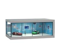 Custodia per modellini di auto, antipolvere, con display a LED, design realistico, organizer impilabile per veicoli, vetrina per giocattoli da collezione con luce, scatola espositiva, ripiano