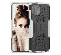Custodia per Motorola Edge 20 Lite Posteriore Case Silicone Misto Doppio Strato Resistente Armor Copertura Bumper TPU Morbido Antiurto Bumper Case Protettiva Staffa Cover per Moto Edge 20 Lite-Bianca