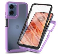 Custodia per Motorola Moto E15 Moto G05 con pellicola protettiva integrata per lo schermo integrale di grado militare, protezione contro le cadute, bumper in silicone trasparente in acrilico rigido