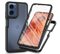 Custodia per Motorola Moto E15 Moto G05 con pellicola protettiva integrata per lo schermo integrale di grado militare, protezione contro le cadute, bumper in silicone trasparente in acrilico rigido