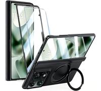 Custodia per Motorola Razr Fold con Anello Magnetico Stand e Protezione Schermo e Protezione Cerniera, [Supporta la Ricarica Wireless] Cover Rigida e Sottile in PC Antiurto per Moto Razr Fold(Nero)