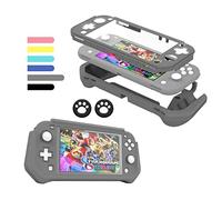 Custodia per Nintendo Switch Lite,Cover Switch Lite Case Protettiva in Silicone Resistente Antigraffio con Schermo PC Integrato + 2 Cuscinetti Per il Pollice,Grigio