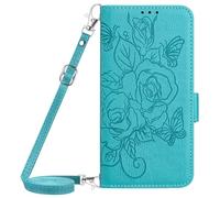Custodia per Nokia HMD Skyline a libro,Rose e farfalle Motivo in Rilievo Custodia,PU Pelle Protettiva Portafoglio Flip Wallet Case Con Slot per Schede e Magnetica Supporto,imbracatura a spalla