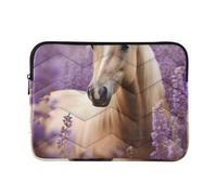 Custodia per notebook con zip cavallo lavanda | Custodia leggera per laptop per viaggiatori frequenti durante le giornate universitarie, taglia L