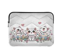 Custodia per notebook con zip rosa con gatto carino | Custodia per laptop con controllo delle dimensioni del dispositivo, cerniera superiore liscia e ammortizzazione quotidiana