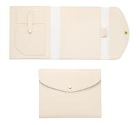 Custodia per notebook in pelle PU, design compatto, per studio, beige | Tasca per documenti, scomparti multipli, design compatto, design salvaspazio, elegante e funzionale, lavoro