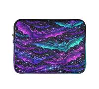 Custodia per notebook leggera viola con pipistrello di Halloween | Custodia trapuntata per computer portatile con fodera morbida al tatto e una vestibilità a quadretti, taglia L