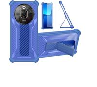 Custodia per nubia Focus Pro 5G Cover Custodia Case Ibrida [Con protezione dello schermo in vetro temperato] [supporto magnetico pieghevole] [resistente alle impronte digitali smerigliato] Blu