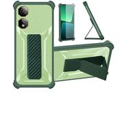 Custodia per nubia Neo 2 5G Coque Custodia Case Ibrida [Con protezione dello schermo in vetro temperato] [supporto magnetico pieghevole] [resistente alle impronte digitali smerigliato] verde