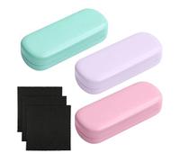 Custodia per occhiali, 3 pezzi, panno per occhiali, 3 pezzi, custodia protettiva per occhiali, occhiali da sole, occhiali da lettura, adatta per uomini e donne (3 colori), blu, Taglia unica