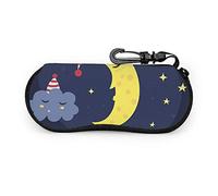 Custodia per occhiali, biglietto della buona notte con la simpatica luna addormentata Vector Occhiali da sole Custodia morbida Custodia per occhiali con cerniera in neoprene ultraleggero con moschetto