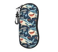 Custodia Per Occhiali,Cartoon Shark Print Sacchetto Per Occhiali Con Cerniera Moda,Borsa Per Occhialini Per Studio L'Uso Quotidiano Ciclismo 17X8X3.6Cm