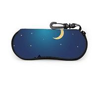 Custodia per occhiali, casa e cielo notturno con stelle e luna Occhiali da sole vettoriali Custodia morbida Custodia per occhiali con cerniera in neoprene ultraleggero con moschettone, custodia per oc