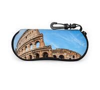 Custodia per occhiali, Colosseo Summer Day Roma Italia Occhiali da sole Custodia morbida Custodia per occhiali con cerniera in neoprene ultraleggero con moschettone, custodia per occhiali da lettura