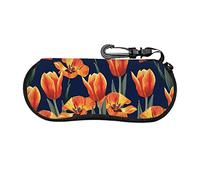 Custodia per occhiali con cerniera ano arancione Elegante custodia per occhiali da sole in neoprene portatile ultraleggero con moschettone