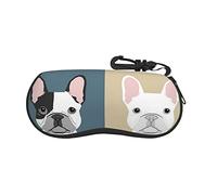 Custodia per occhiali con cerniera Bulldog francese Custodia morbida per occhiali da sole con cerniera portatile leggera Custodia per occhiali da sole sportiva 6,7x3,1 pollici